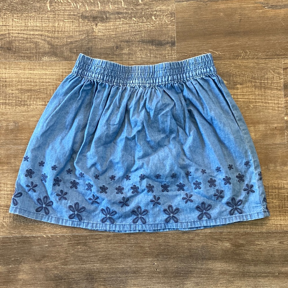 Crazy 8 Floral Embroidered Denim Skirt